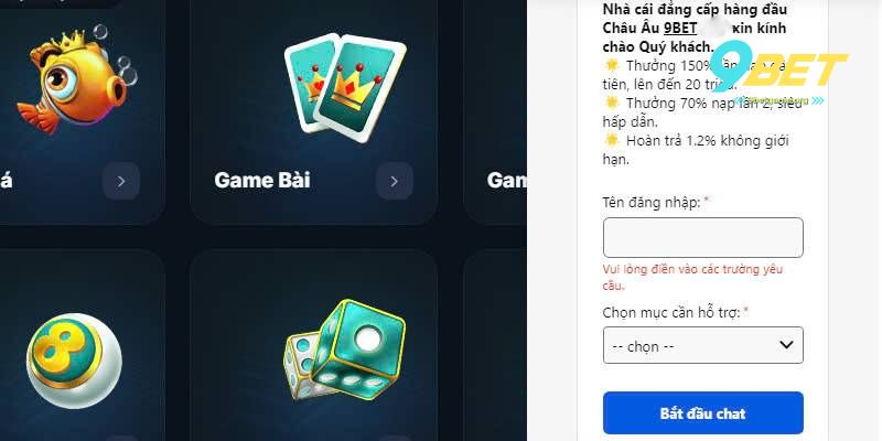 Liên hệ 9bet 2 Liên hệ 9BET bằng hệ thống live chat